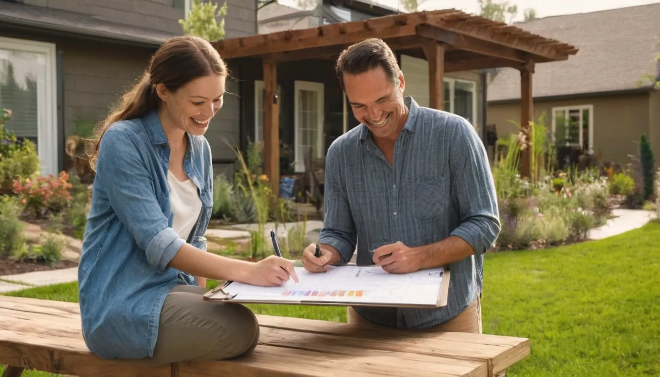 Homeowner reviewing a concrete patio plan with a local provider in the Mount Kisco area