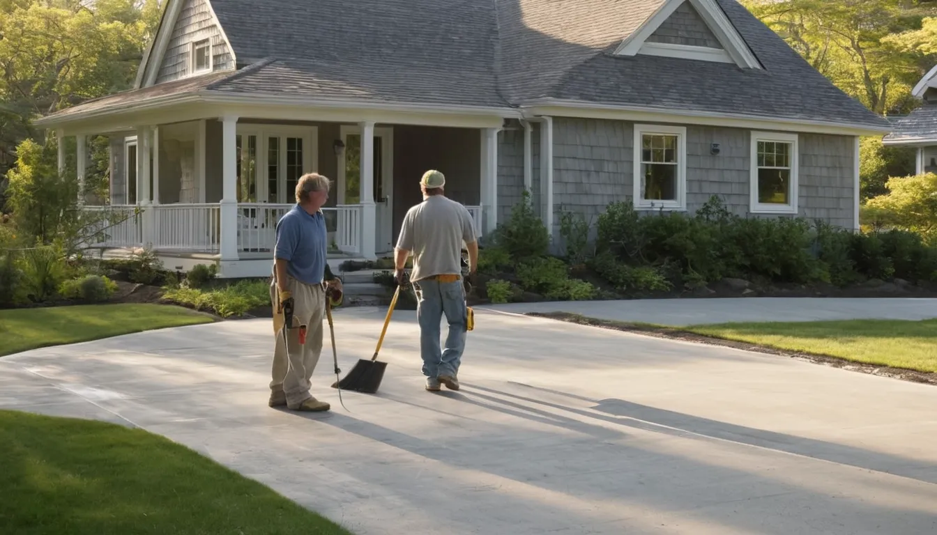 A freshly poured concrete driveway beside a New England style home in Mount Kisco